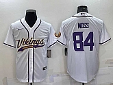Men's Minnesota Vikings #84 Randy Moss White With Patch Cool Base Stitched Baseball Jersey,baseball caps,new era cap wholesale,wholesale hats